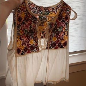 Free People Summer embroidered Top
